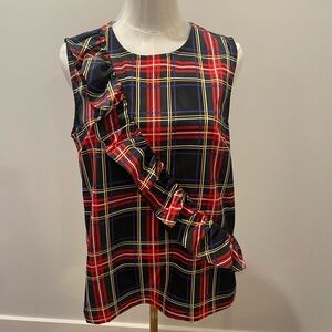 J.Crew Ruffle Front Plaid Sleeveless Blouse – Tartan Holiday Classic Size 6